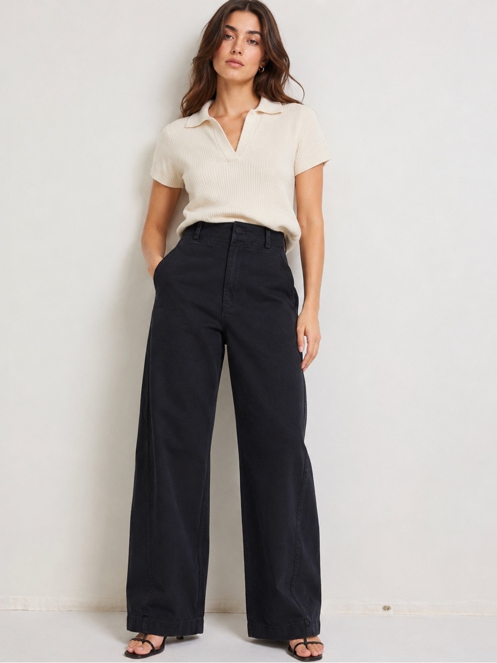 Apiece Apart Meridian Black Wide Barrel Leg Trouser Pants NWT Size 6